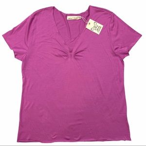 Johnny Was Calme Women's Pleated V-Neck T-shirt